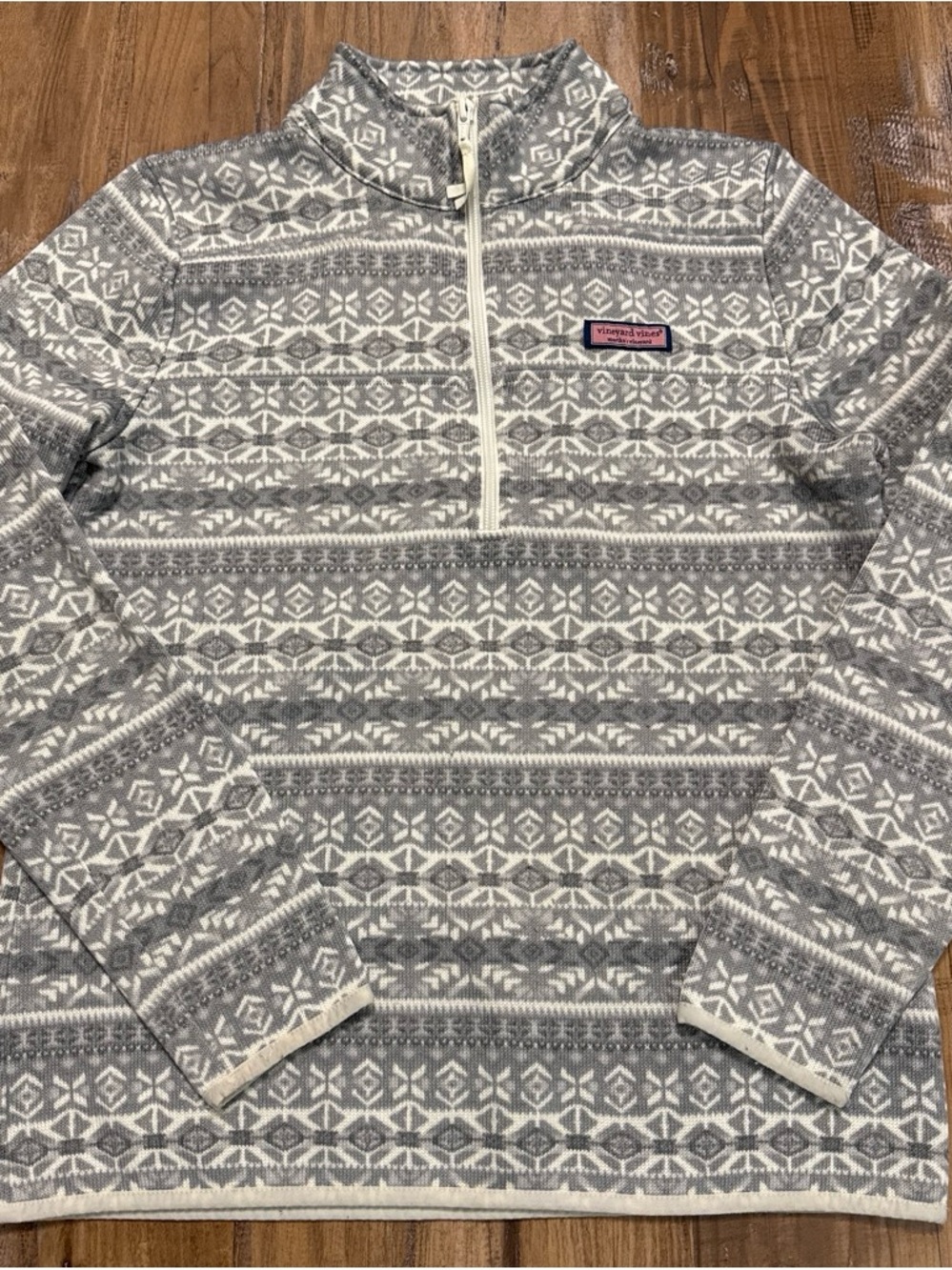 Vineyard Vines Gray & White Half-Zip Pullover